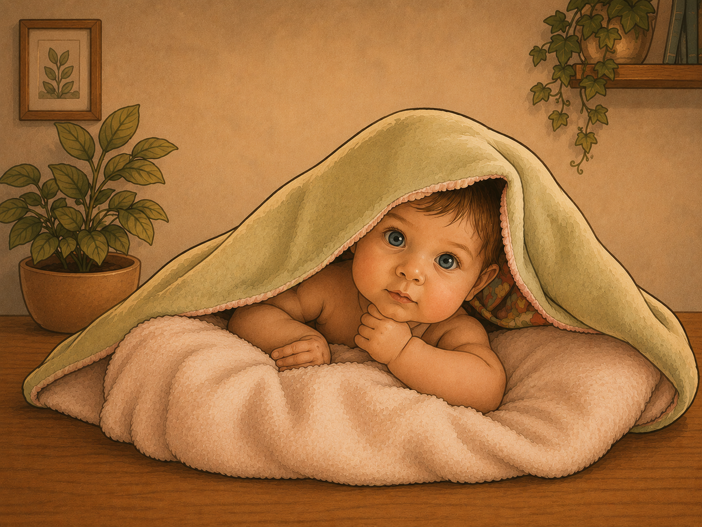Baby under et tæppe
