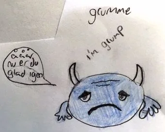 Barnetegning af Grumme fra OCD guiden