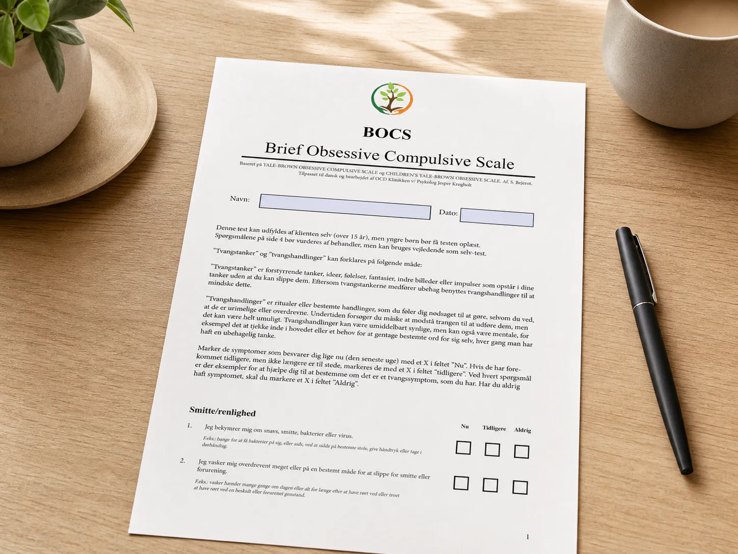 OCD Klinikkens danske OCD-test som udfyldelig PDF